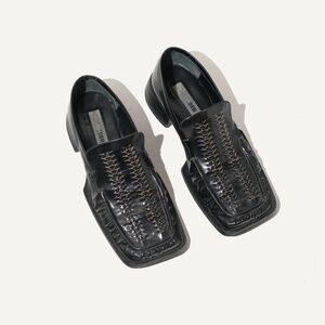 Jil Sander Corsaro Stitched Square Toe Leather Loafers 37.5